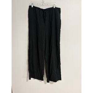 Women's Large Linen High Waist Drawstring Flowy Black Pants Whimsygoth  Coquette